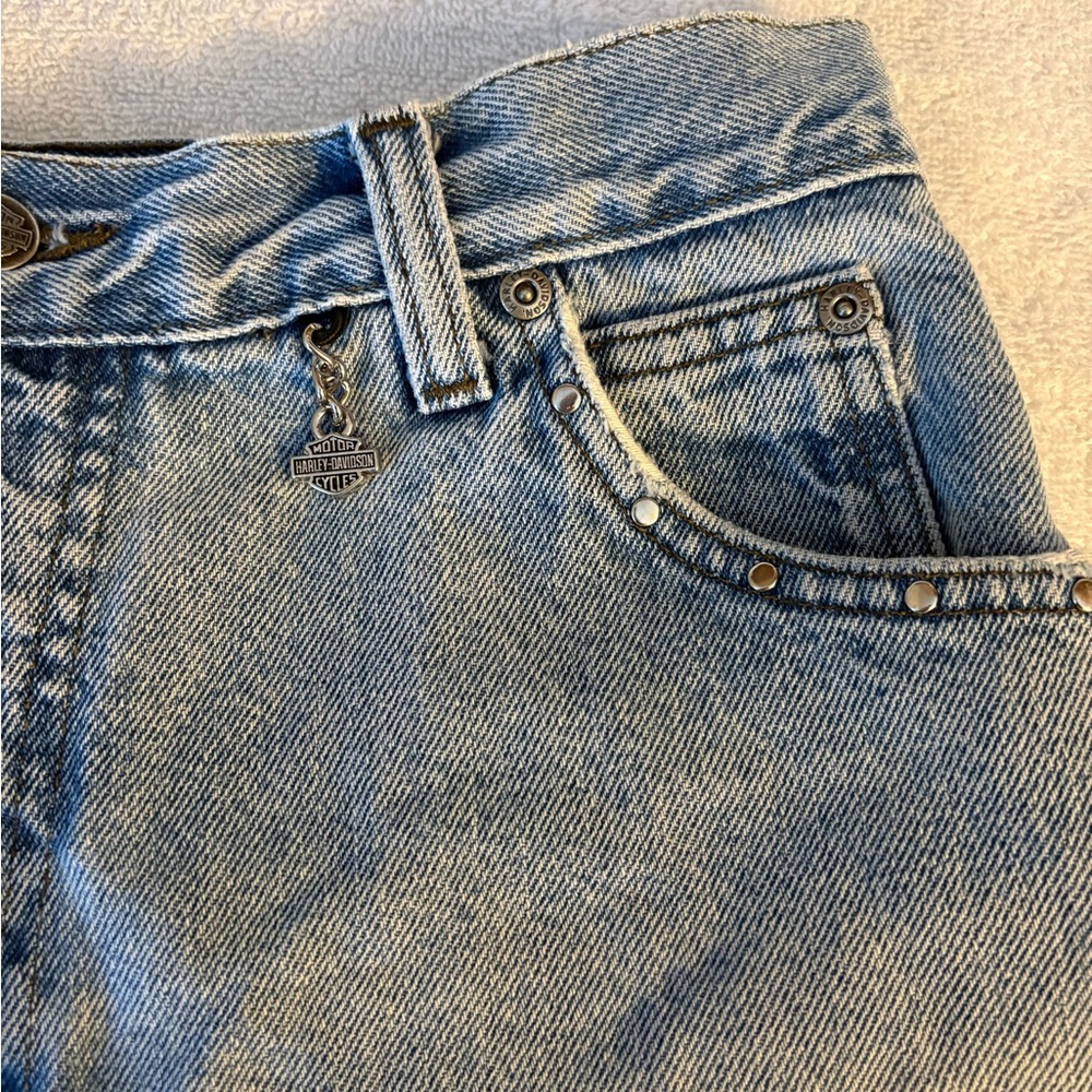 Vintage Harley-Davidson Blue Denim Women Shorts - Picture 2 of 7
